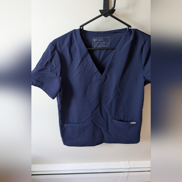 Figs Technical Collection Womens Navy Blue Scrub Top Size Small - Picture 4 of 6